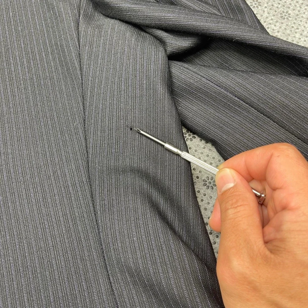 Gianni Versace Couture Mens Black Purple Pinstripe Wool Suit 42R W30xL30 - FLAW